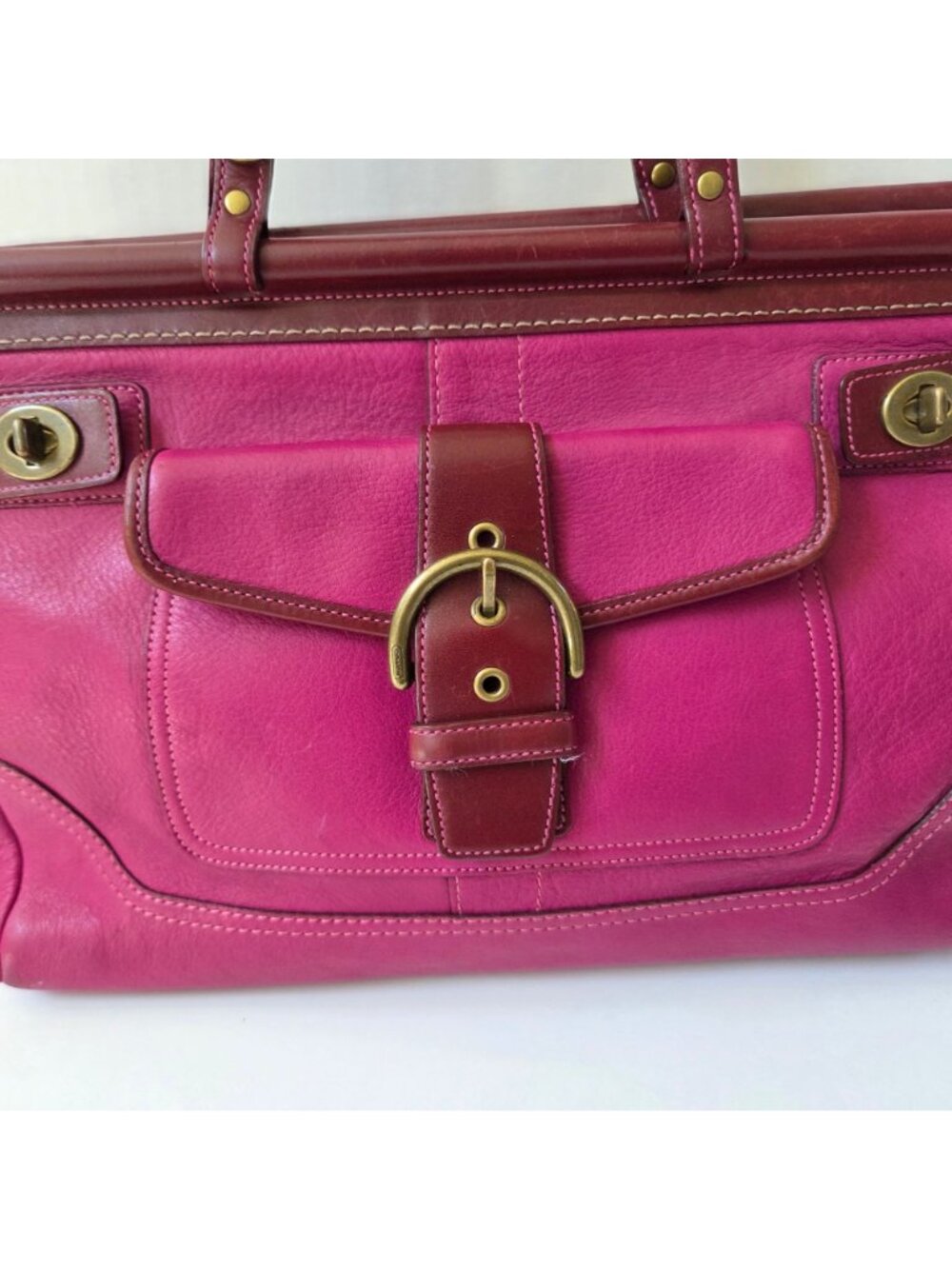 Coach Purse Soho Dowel Top Dual Tone Fuschia Satchel Bag Limited Edition 9749 - Picture 3 of 16